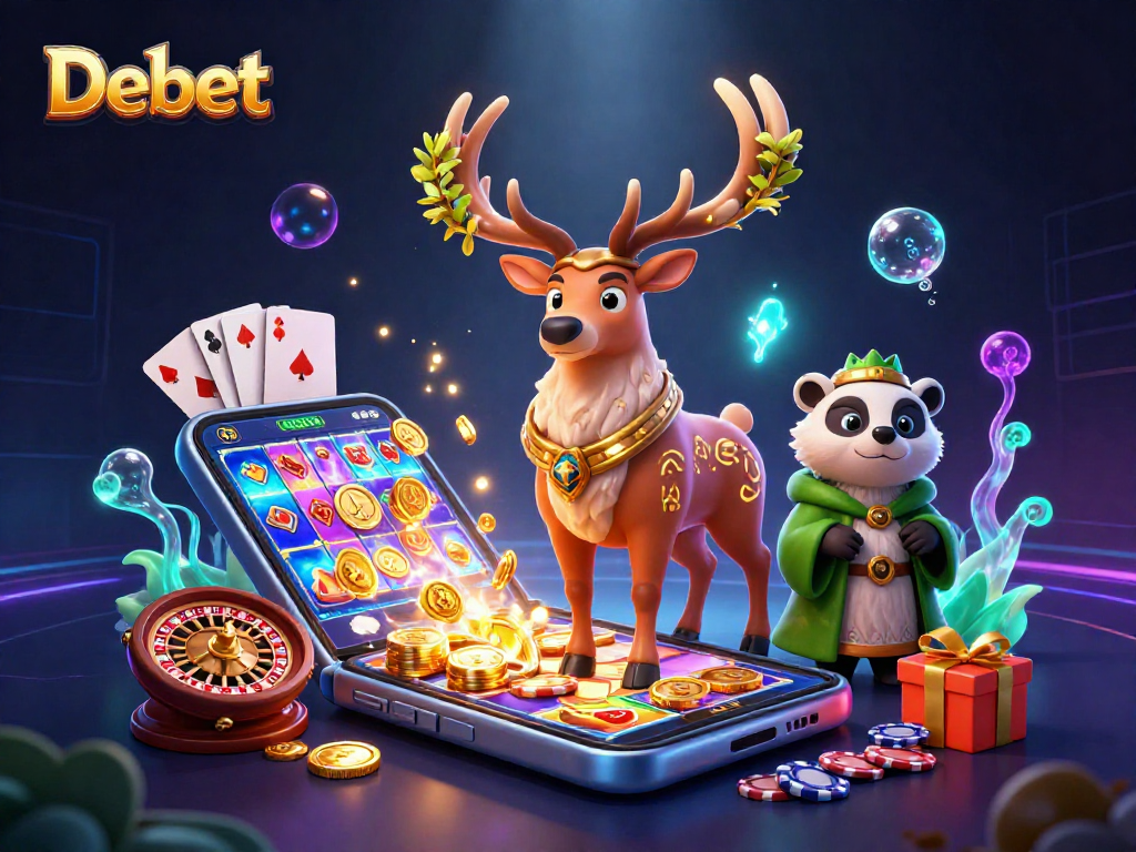 Engage with the thrilling Debet slot game illustration featuring magical characters and casino elements.