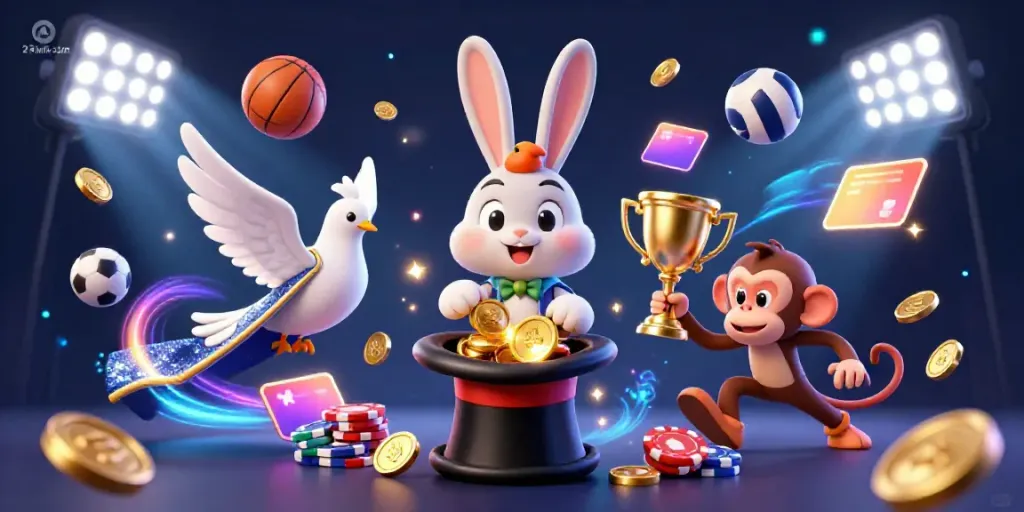 Experience thrilling casino magic at 23win com with a vibrant scene full of sports elements and golden winnings.