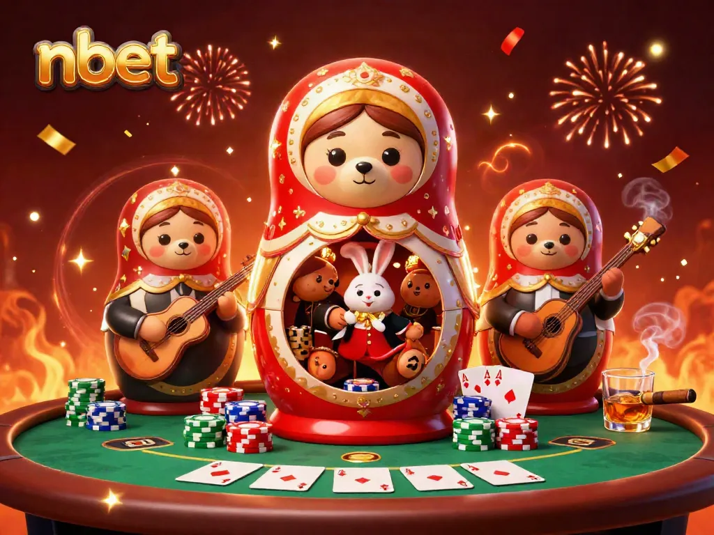 Engage with nbet's thrilling poker scene featuring playful bear characters and vibrant casino elements.