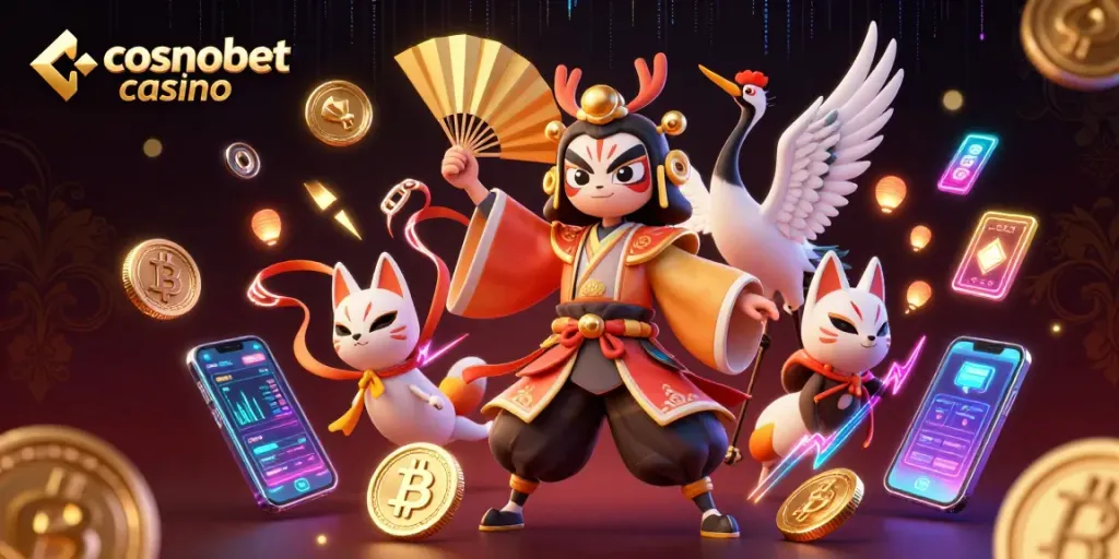 Engage in thrilling gameplay at Cosmobet Casino with electrifying crypto elements and vibrant characters.