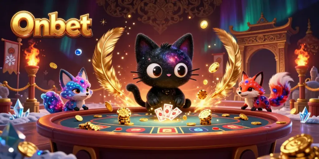 Engage in thrilling cosmic gambling with Onbet's vibrant universe of cards, chips, and unique characters.