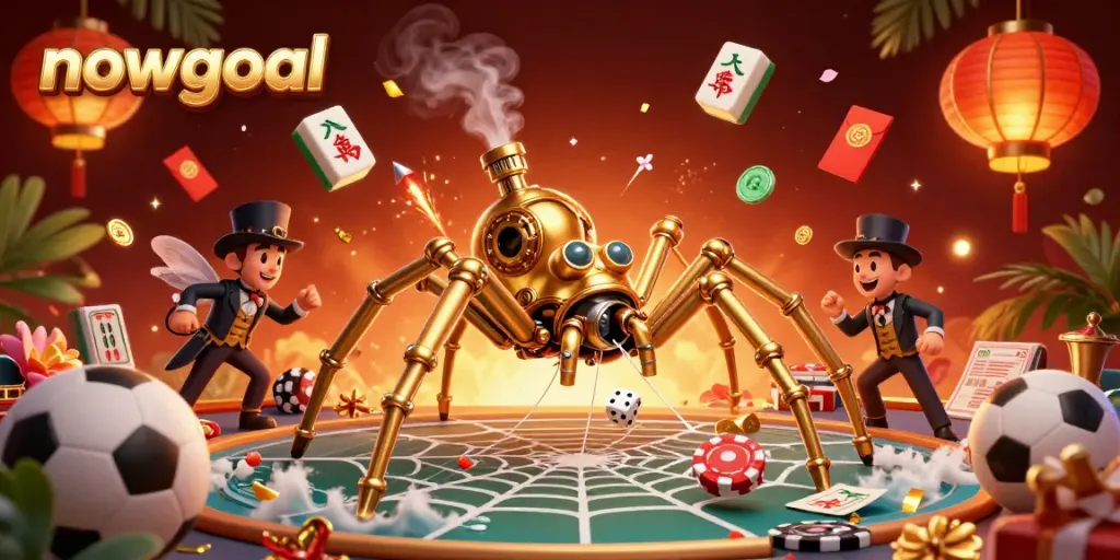Engage with Nowgoal's thrilling sports betting action featuring a playful spider and Victorian fly.