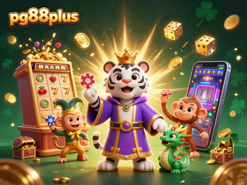 Experience thrilling gameplay at pg88plus with a vibrant scene featuring playful casino elements and characters.