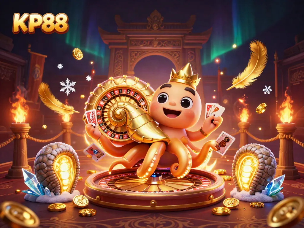 Experience thrilling gameplay at KP88 with a giant nautilus roulette wheel and golden treasures.