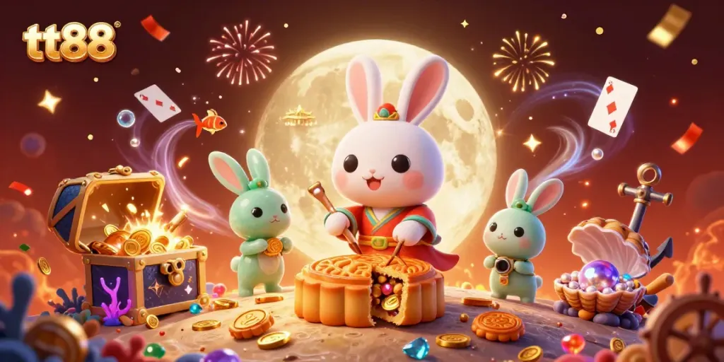 Experience the thrill of tt88 with a vibrant illustration depicting a lunar casino scene