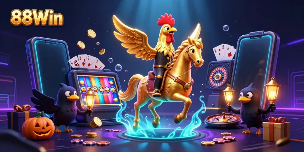Engage with thrilling gameplay at 88Win, featuring a dazzling mystical casino scene.