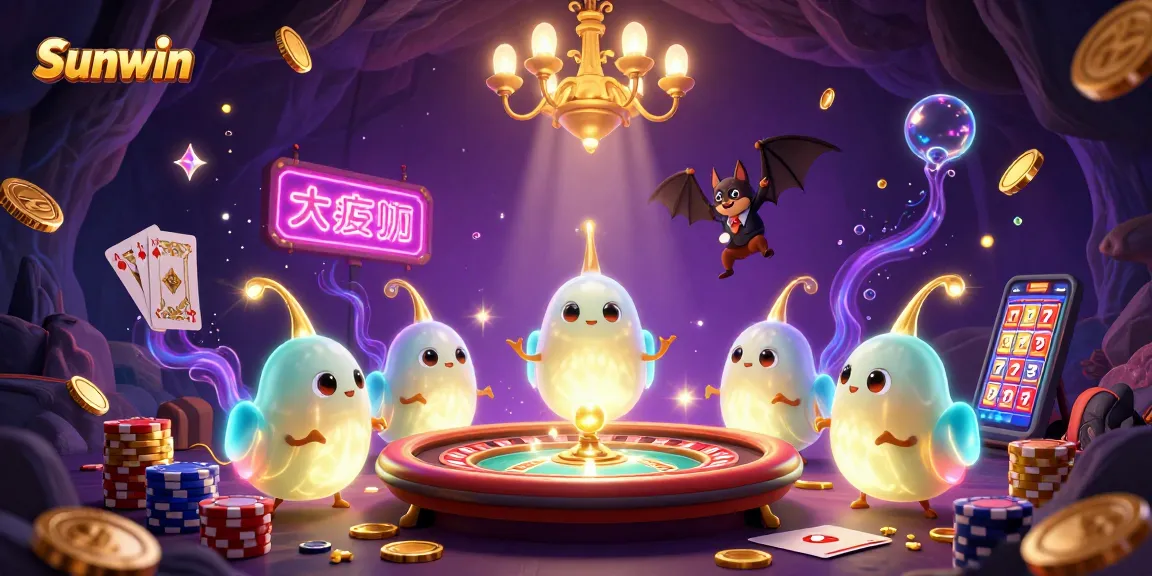 Experience Sunwin’s vibrant gaming atmosphere with unique glowworms illuminating the action.