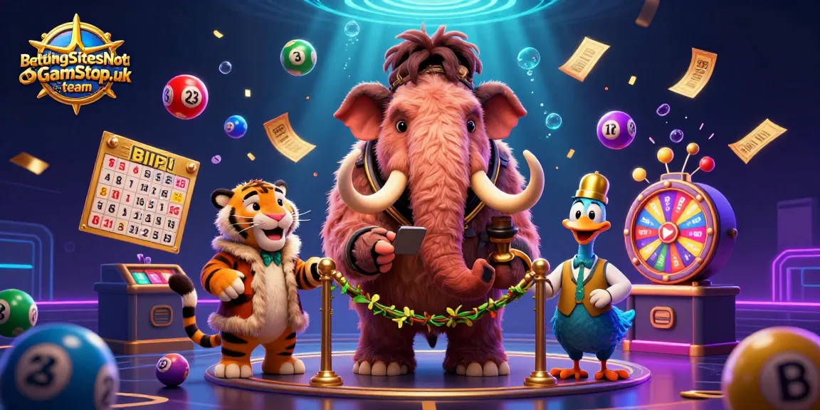 The BettingSitesNotOnGamStop.uk team showcases a vibrant 3D cartoon casino scene with unique characters and lively elements.