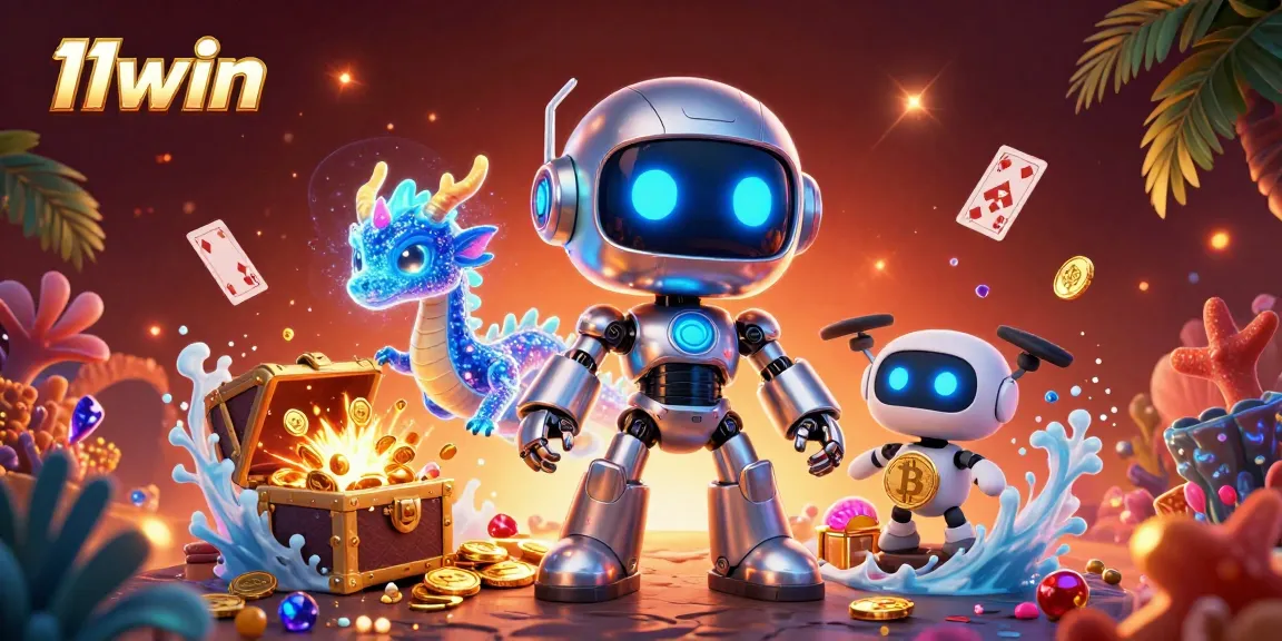 Play exciting games at 11win with a remarkable 3D casino adventure illustration filled with treasures.