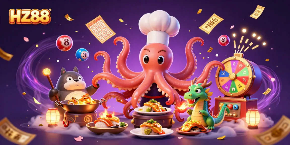 Experience thrilling gameplay at HZ88 with vibrant lottery and game elements in a magical casino scene.