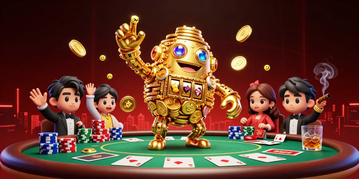 Experience thrilling action with 11win in this vibrant 3D casino scene featuring a golden golem.